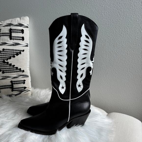 Anine Bing Black Mid Calf Tania Western Boots EU 38/ 7.5 US NEW - Picture 9 of 13